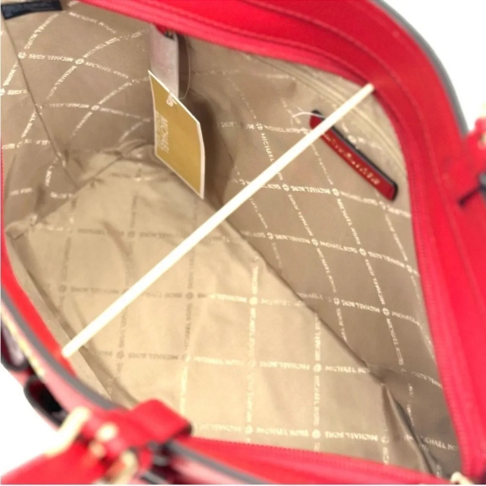 Michael Kors Jet Set Medium Pocket Tote Bag Red - Picture 9 of 10